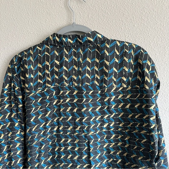 Men’s Vintage Silk Print Button Down Long Sleeve Shirt Large - Picture 9 of 12